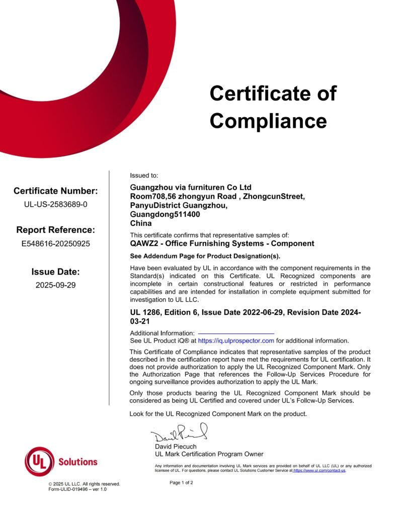 UL Certification for System Furniture Power Supplies